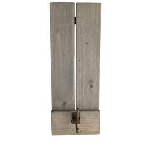Rustic Wood Slat Wall Hook Hat Coat Rack 18x7" Gray Wash, Brass Double Scroll